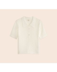 White Philomene Knit Polo Top
